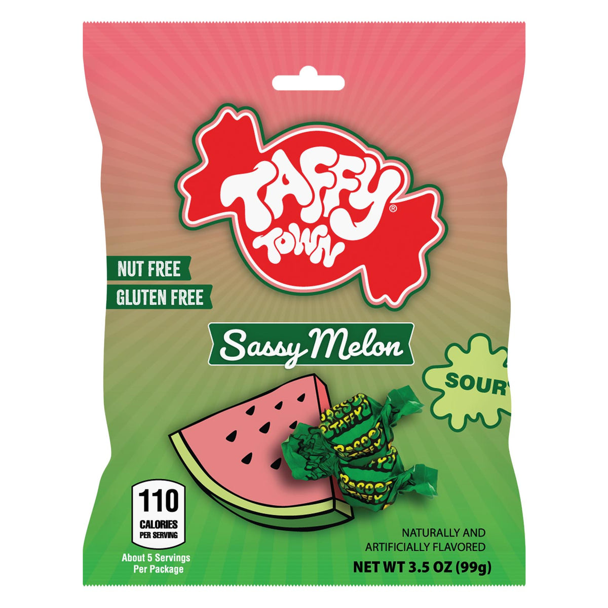 3.5 oz. Sassy Sour Watermelon Taffy