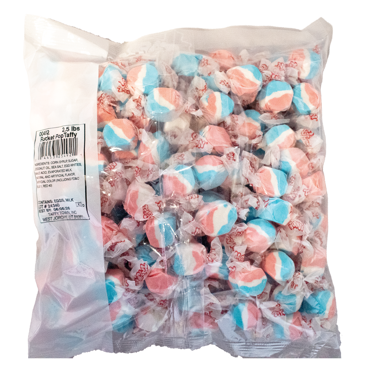 Rocket Pop Taffy 2.5 lbs bag - Rocket Pop flavored gourmet salt water taffy candy - Taffy Town